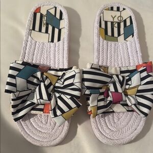 White and Multicolor Women's Slide Sandals YOKI